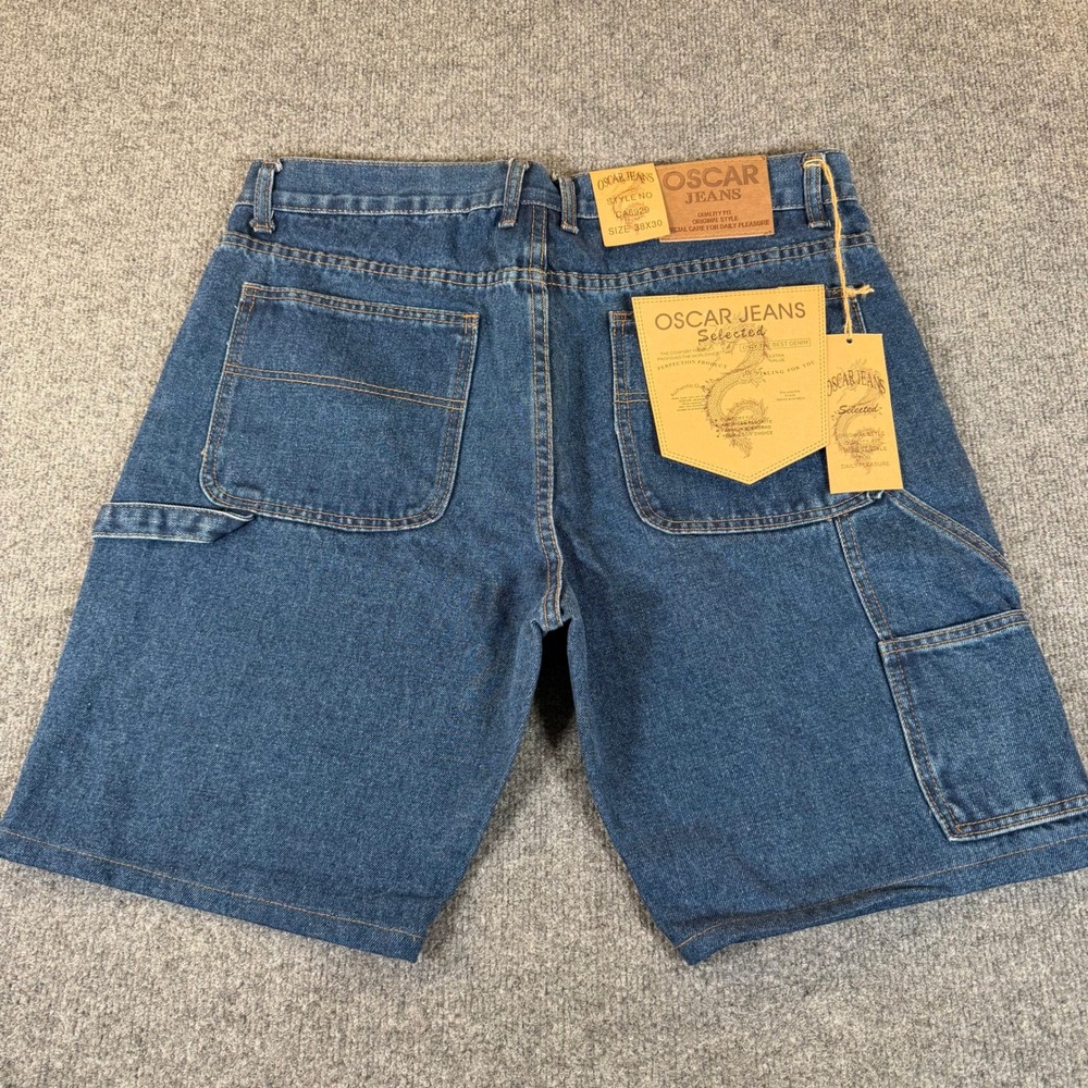 Oscar Jeans Mens Carpenter Denim Shorts Stone Wash Blue NWT Size 38 #3653